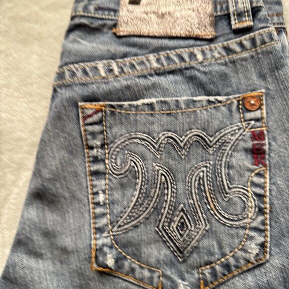 MEK Denim Jeans Boracay Bootcut Mens Distressed Embellished Medium Wash 32x32 - Picture 4 of 16